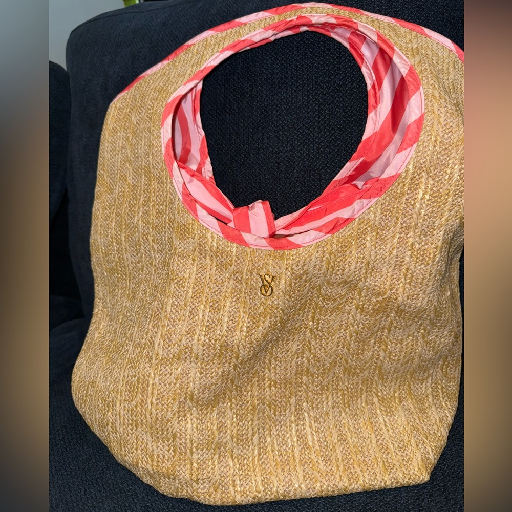 Victoria's Secret Reversible Straw & Stripe‎ Tote Bag.